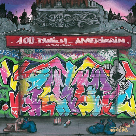 100-dwich amerikain Black Modern Wood Framed Art Print by Butch and Pea