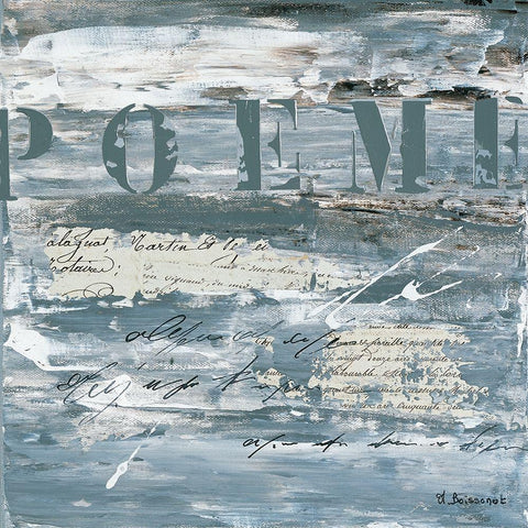 Poeme Black Modern Wood Framed Art Print with Double Matting by Boissonot, Michelle