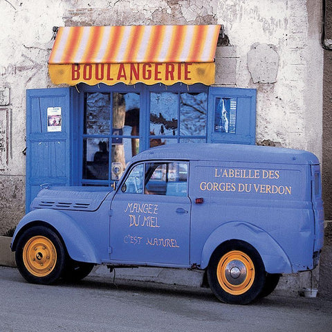 La Juva 4 bleue Black Ornate Wood Framed Art Print with Double Matting by Lautier, Julien