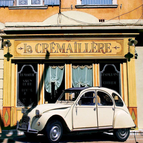 La 2 CV de la Cremaillere White Modern Wood Framed Art Print with Double Matting by Lautier, Julien