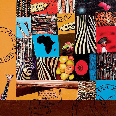 African World  Black Modern Wood Framed Art Print with Double Matting by Wozniak, Sophie