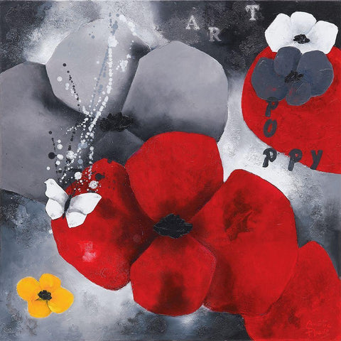 Art Poppy White Modern Wood Framed Art Print with Double Matting by Pfaadt Aurelie