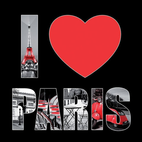 I love Paris White Modern Wood Framed Art Print by BRAUN Studio
