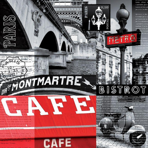 Cafe parisien White Modern Wood Framed Art Print with Double Matting by BRAUN Studio