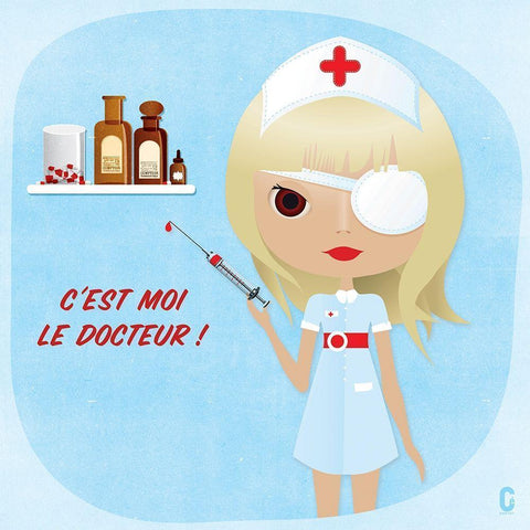 Nenette Docteur Black Modern Wood Framed Art Print with Double Matting by Nolf, Cecile