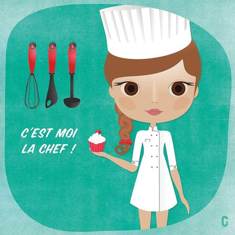Nenette Chef Black Modern Wood Framed Art Print by Nolf, Cecile
