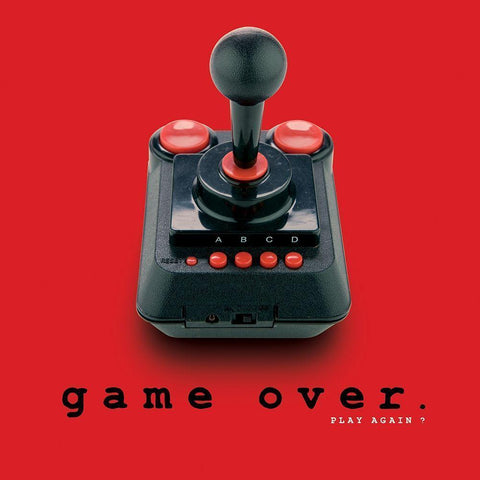 Game over Black Modern Wood Framed Art Print by BRAUN Studio