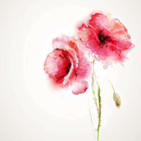 Aquarelle 3 White Modern Wood Framed Art Print with Double Matting by Braun Studio