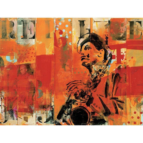 Jazz III White Modern Wood Framed Art Print by Vieux, Thierry