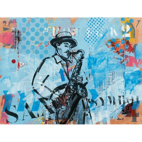 Jazz IV White Modern Wood Framed Art Print by Vieux, Thierry