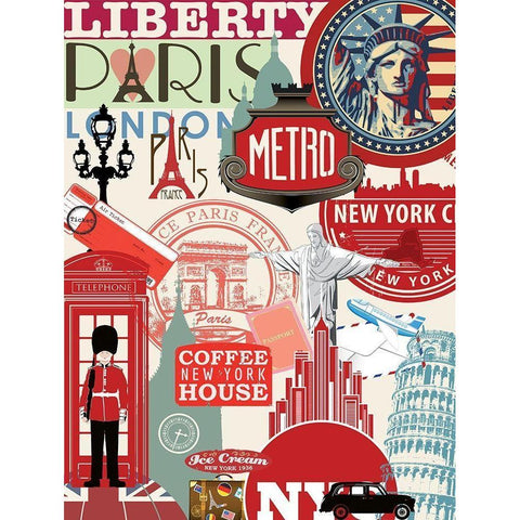 Paris Liberty Black Modern Wood Framed Art Print with Double Matting by BRAUN Studio