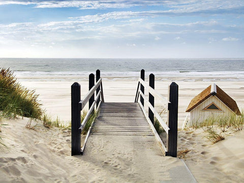 Plage White Modern Wood Framed Art Print with Double Matting by Braun Studio