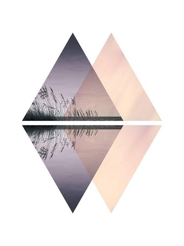 Paysage Geom White Modern Wood Framed Art Print with Double Matting by Braun Studio