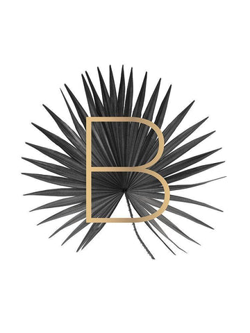 Palm tree leaf with gold Black Ornate Wood Framed Art Print with Double Matting by Braun Studio