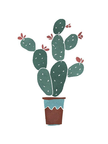 Cactus 1 White Modern Wood Framed Art Print with Double Matting by Braun Studio