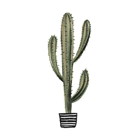 Cactus 3 White Modern Wood Framed Art Print by Braun Studio