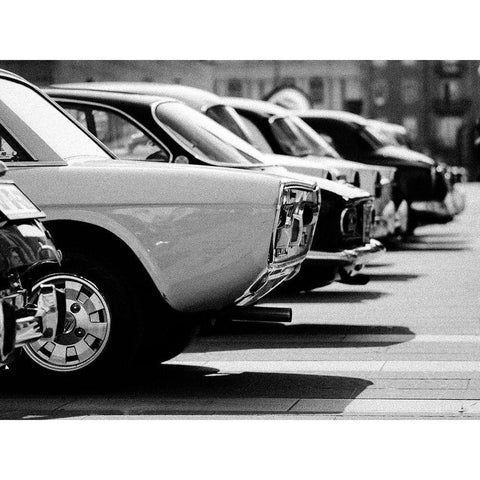 Vintage cars White Modern Wood Framed Art Print by BRAUN Studio