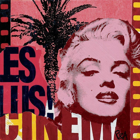 Les plus du cinema White Modern Wood Framed Art Print with Double Matting by Raynal, Paul