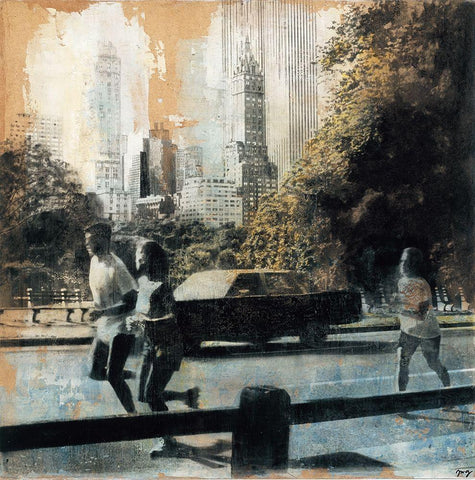 New York Central Park White Modern Wood Framed Art Print with Double Matting by JMG