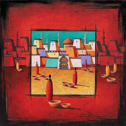 Cite du desert Black Ornate Wood Framed Art Print with Double Matting by Moga