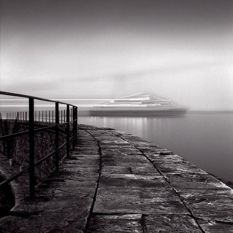 Bastia White Modern Wood Framed Art Print with Double Matting by Poli, Jean-Philippe