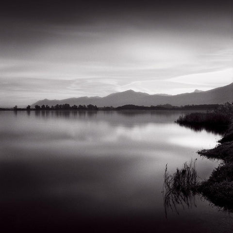 Etang White Modern Wood Framed Art Print with Double Matting by Poli, Jean-Philippe