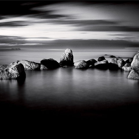 LIle Rousse Black Modern Wood Framed Art Print by Poli, Jean-Philippe