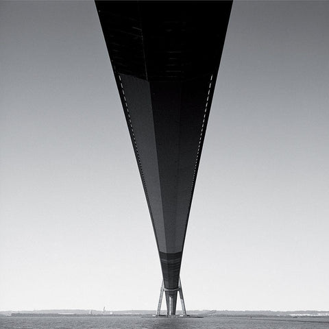 Pont de Normandie White Modern Wood Framed Art Print with Double Matting by Laurenceau, Gerard