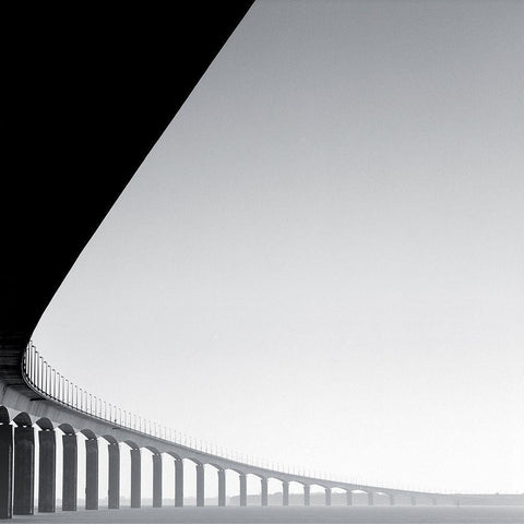 Pont Ile de Re Black Modern Wood Framed Art Print with Double Matting by Laurenceau, Gerard