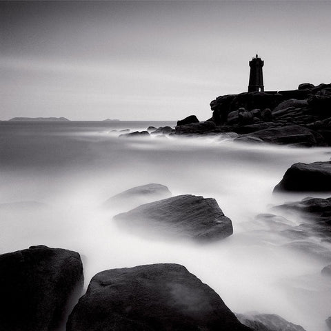 Ploumanach White Modern Wood Framed Art Print with Double Matting by Laurenceau, Gerard