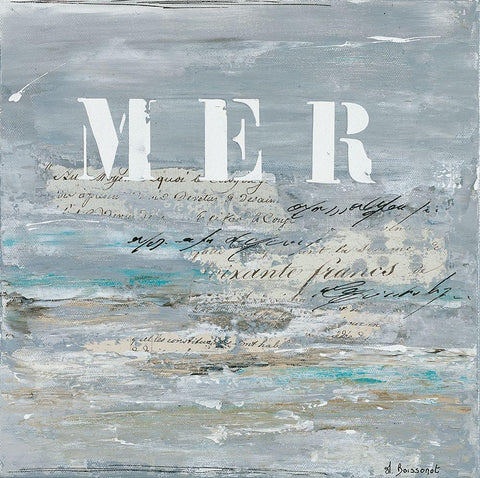 Mer White Modern Wood Framed Art Print with Double Matting by Boissonot, Michelle