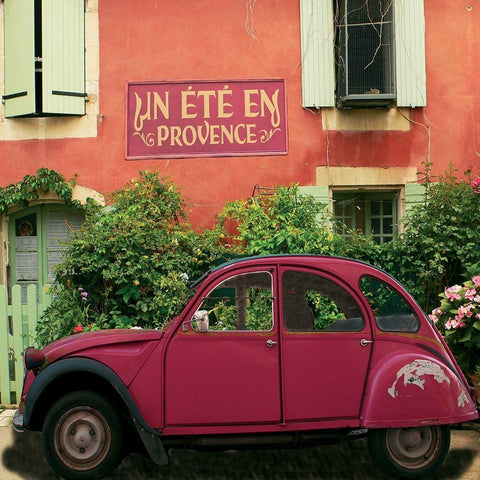 La 2 CV dun ete en Provence Black Ornate Wood Framed Art Print with Double Matting by Lautier, Julien