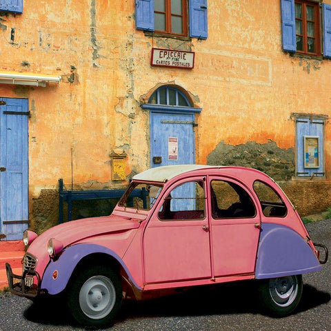 La 2 CV  de lepicerie fine Black Modern Wood Framed Art Print with Double Matting by Lautier, Julien