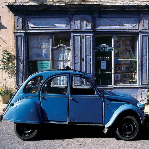 La 2 CV du coiffeur Black Modern Wood Framed Art Print with Double Matting by Lautier, Julien