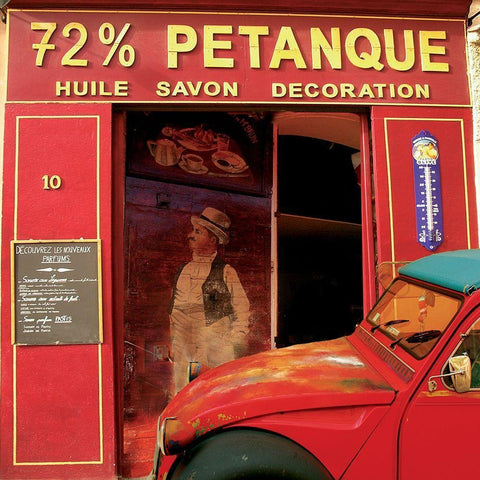 La 2 CV 72% petanque Black Modern Wood Framed Art Print with Double Matting by Lautier, Julien