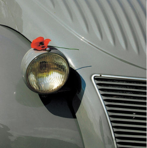 Le coquelicot et la Deuche White Modern Wood Framed Art Print with Double Matting by Lautier, Julien