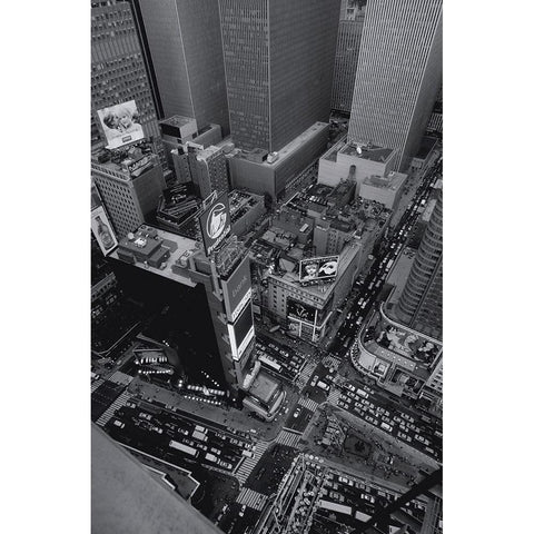 Buildings sur la 7e avenue et la 47e rue (detail) White Modern Wood Framed Art Print by Setboun, Michel