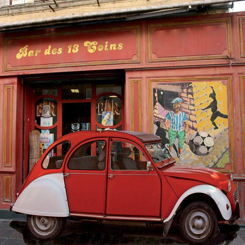 Bar des 13 coins Black Modern Wood Framed Art Print by Lautier, Julien