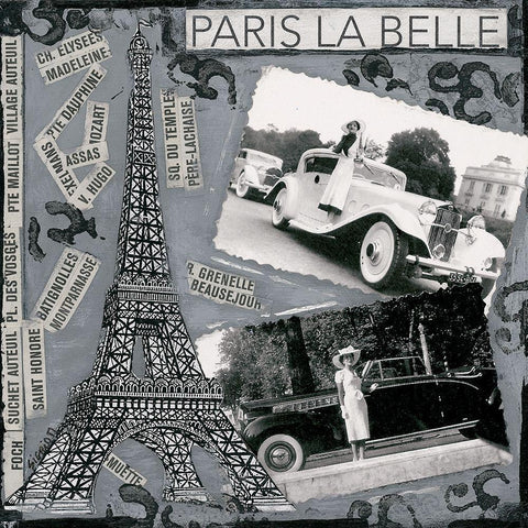 Paris la belle White Modern Wood Framed Art Print with Double Matting by Sigrid, M.