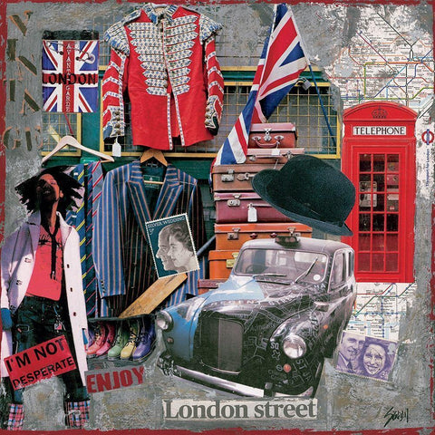 London street  White Modern Wood Framed Art Print by Sigrid, M.