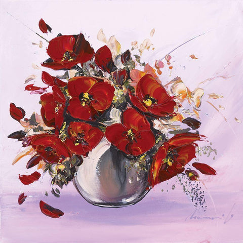 Bouquet de fleurs rouges IV Black Modern Wood Framed Art Print by Tramoni, Oliver