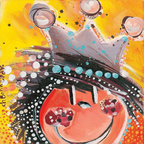 Coucou ! Cest moi White Modern Wood Framed Art Print with Double Matting by Bonnevay, Chantal