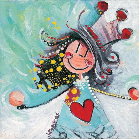 Jongler en apesanteur... White Modern Wood Framed Art Print by Bonnevay, Chantal