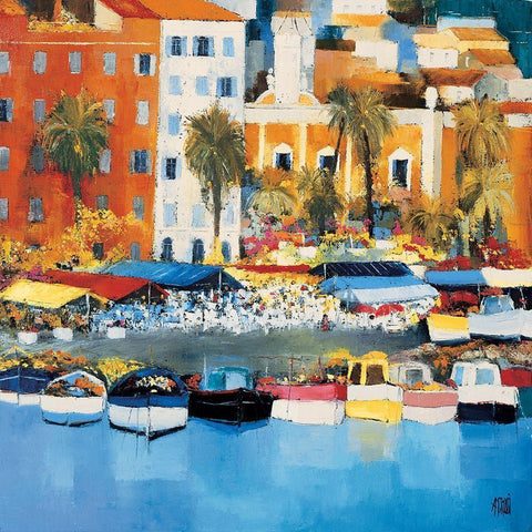 Les terrasses dAjaccio White Modern Wood Framed Art Print by Grossi, Anne-Marie