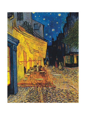 Le cafe, le soir Black Ornate Wood Framed Art Print with Double Matting by van Gogh, Vincent