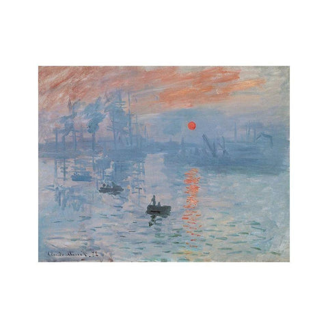 Impression, soleil levant Black Modern Wood Framed Art Print with Double Matting by Monet, Claude