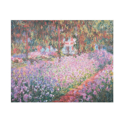 Le jardin de Monet a Giverny White Modern Wood Framed Art Print by Monet, Claude