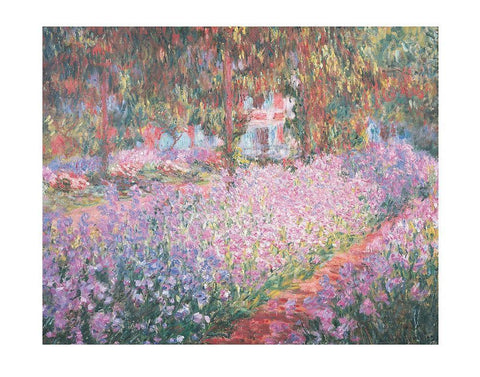 Le jardin de Monet a Giverny White Modern Wood Framed Art Print with Double Matting by Monet, Claude