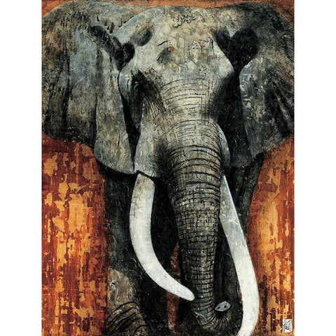 Elephant Black Modern Wood Framed Art Print with Double Matting by Arietti, Fabienne