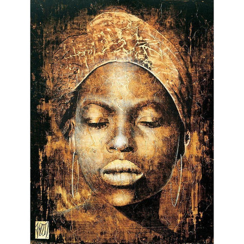 Les yeux fermes Black Modern Wood Framed Art Print with Double Matting by Arietti, Fabienne